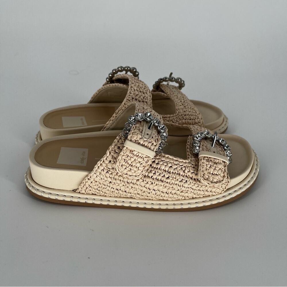 Dolce Vita Shauny Crystals Double Buckle Slide Sandals Beige - Size 6.5 - Picture 7 of 10